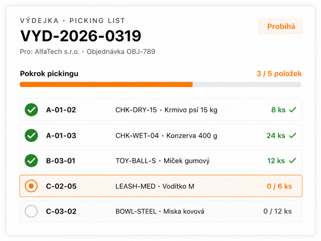 Výdejky a picking list pro skladníka
